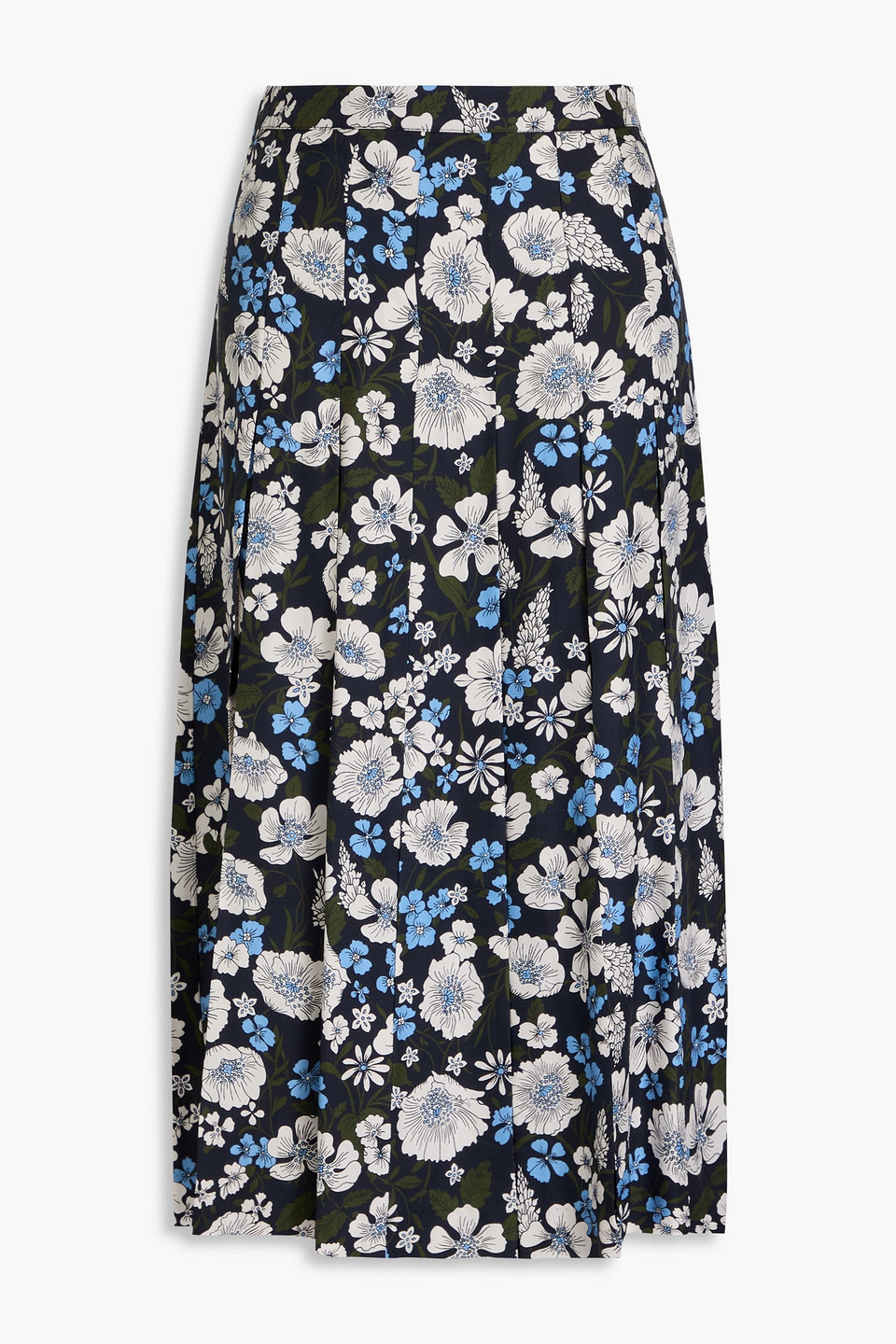 Veronica Beard - Norris floral-print silk-blend twill midi skirt - Blue - US 8