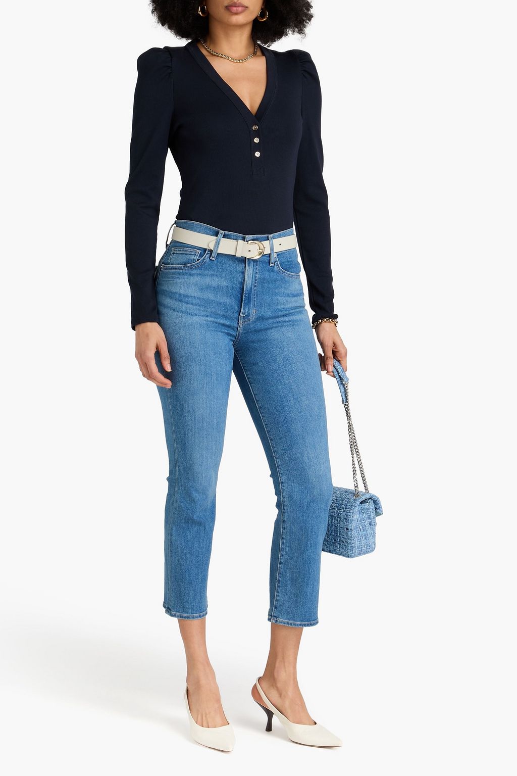 VERONICA BEARD Dekalb ribbed stretch-Pima cotton jersey top