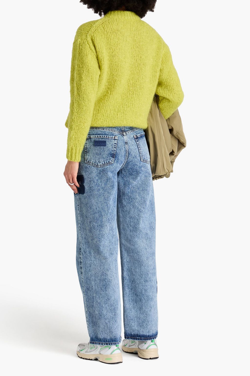 GANNI Appliquéd high-rise wide-leg jeans