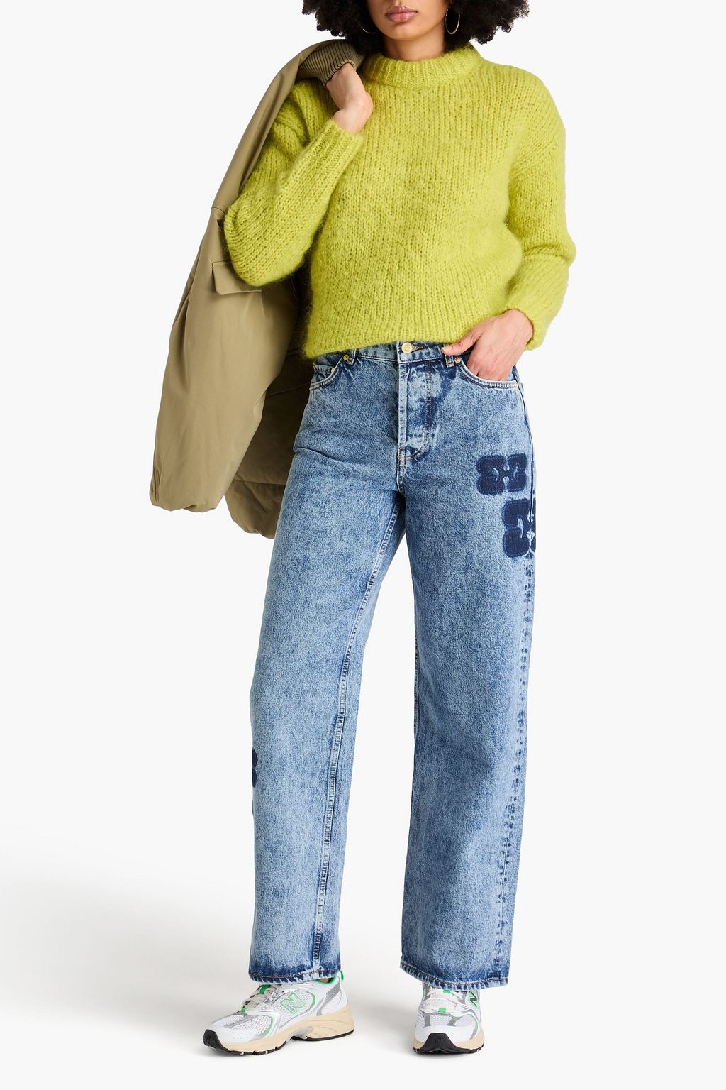 GANNI Appliquéd high-rise wide-leg jeans