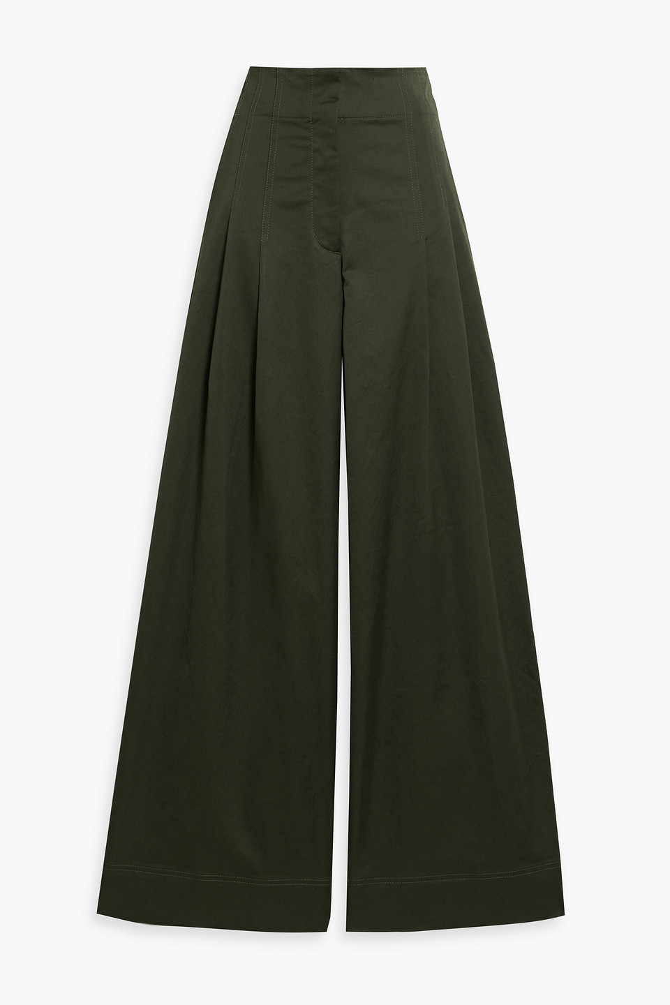 A.l.c Bennett Cotton-blend Sateen Wide-leg Pants In Forest Green
