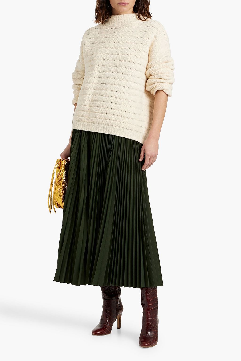 A.L.C. Tatum pleated woven midi skirt