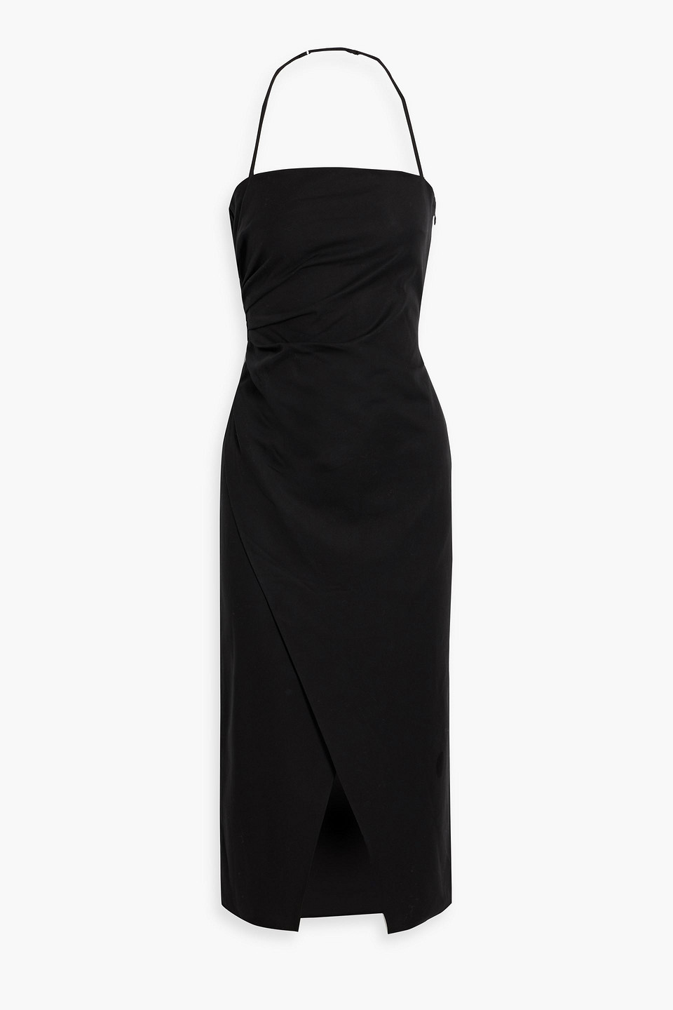Charlotte wrap-effect cotton-blend halterneck midi dress