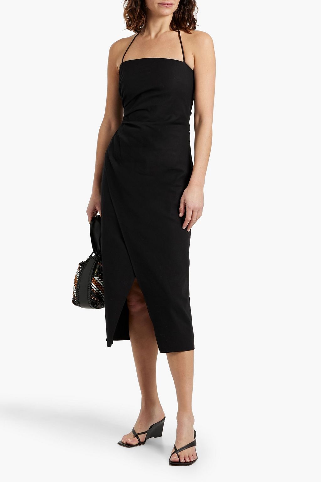 A.L.C. Charlotte wrap-effect cotton-blend halterneck midi dress