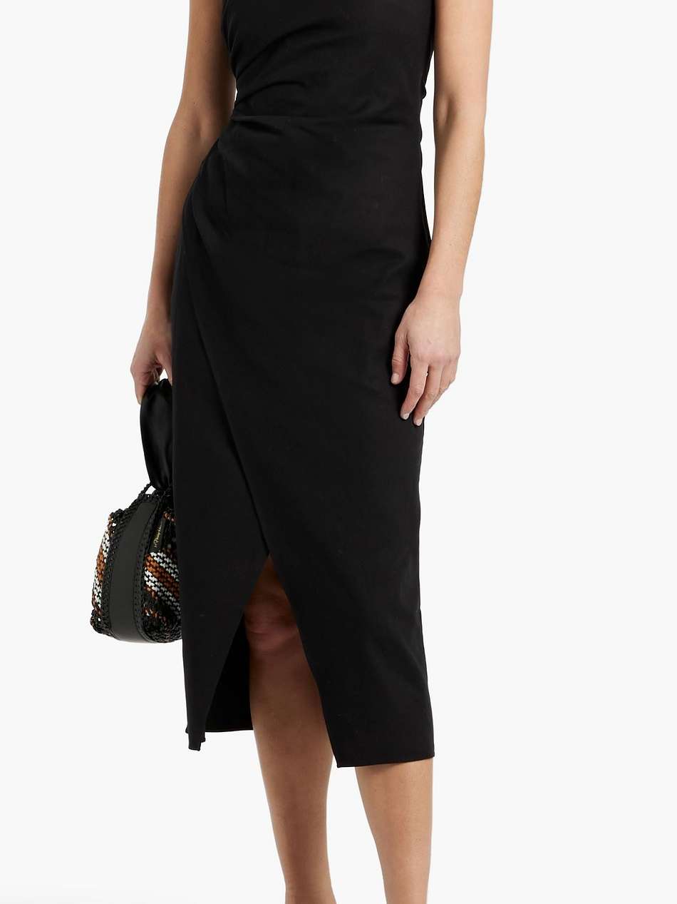 charlotte wrap-effect cotton-blend halterneck midi dress