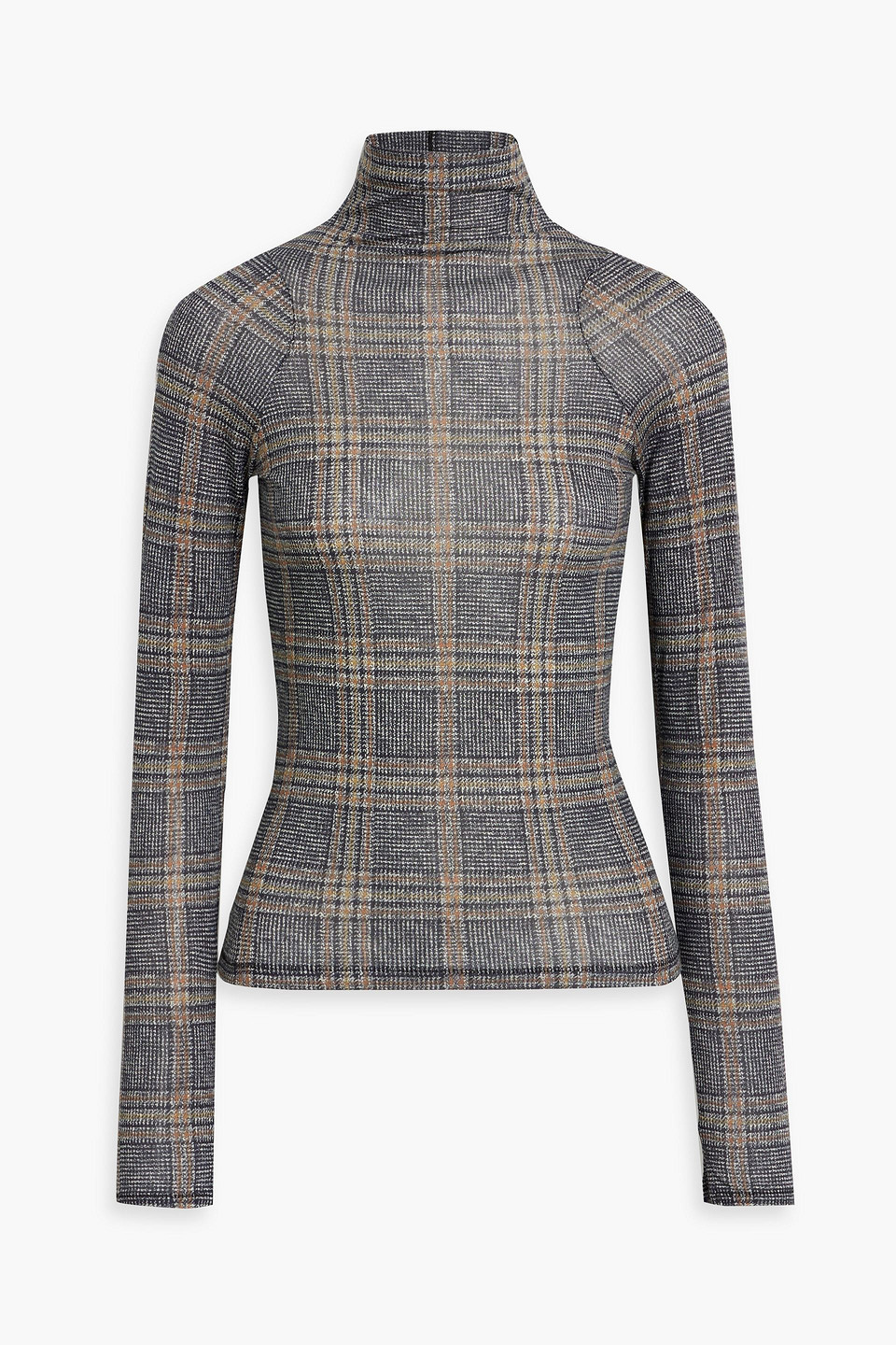 Rag & Bone Shaw Houndstooth Long Sleeve Cotton Top In Black