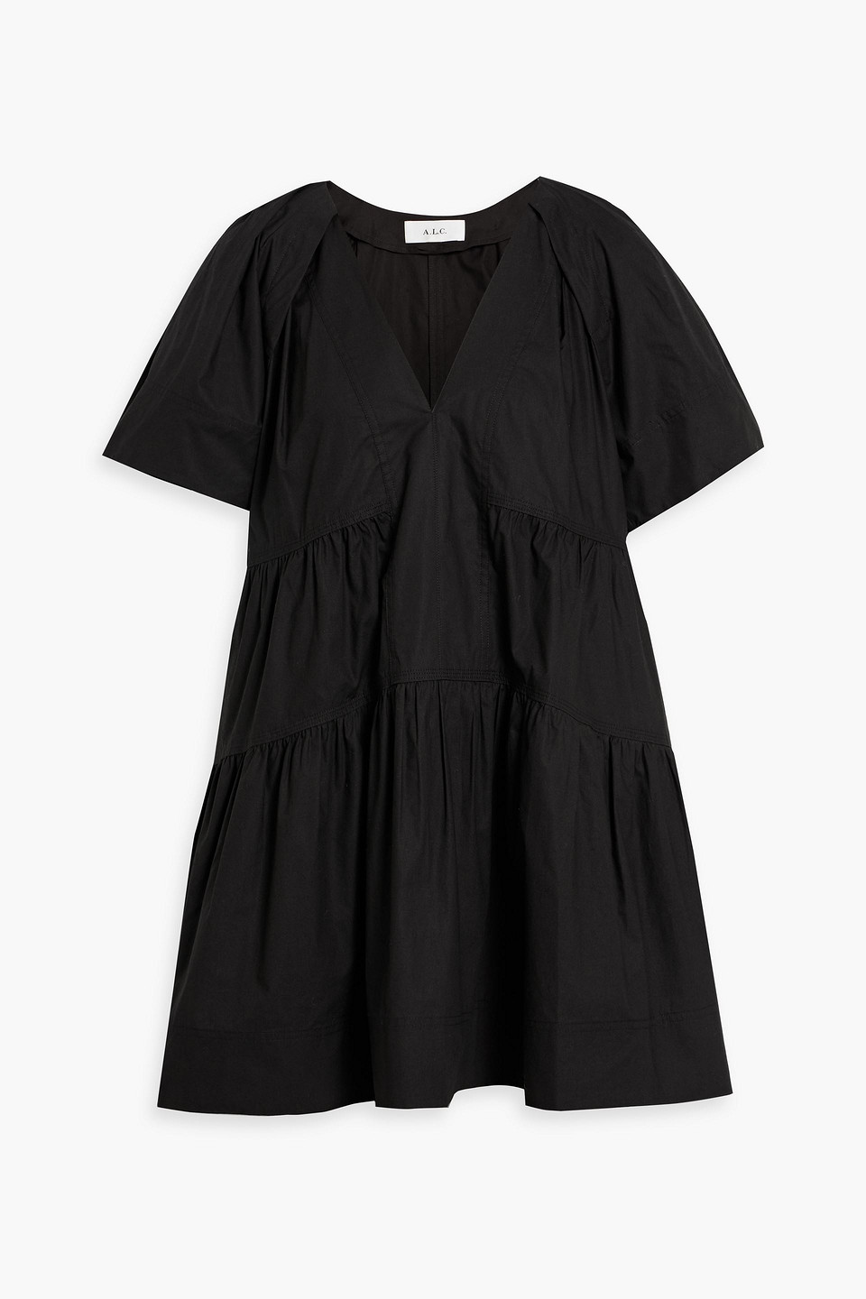 Camila tiered cotton-poplin mini dress