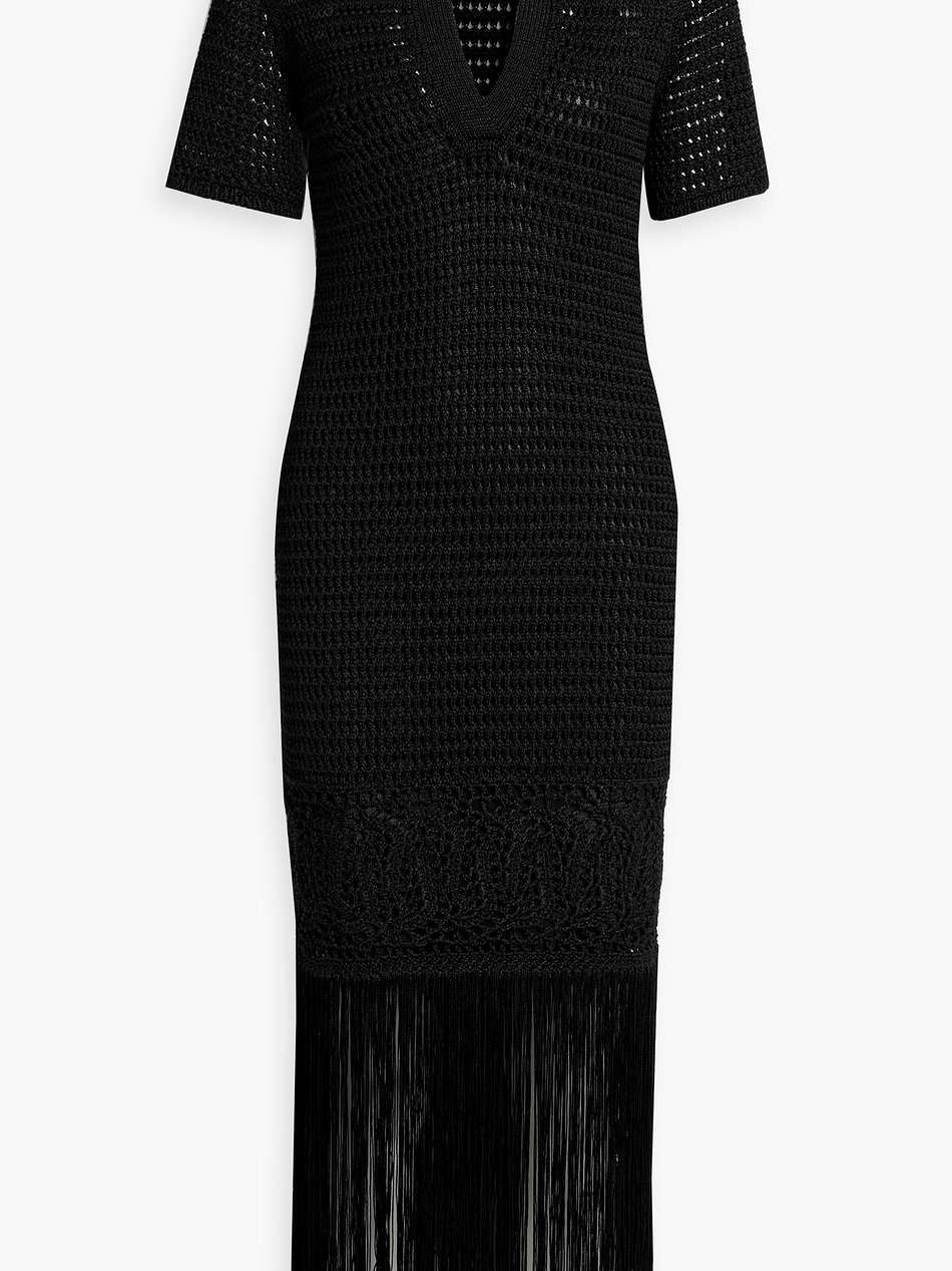 valerie fringed crochet midi dress