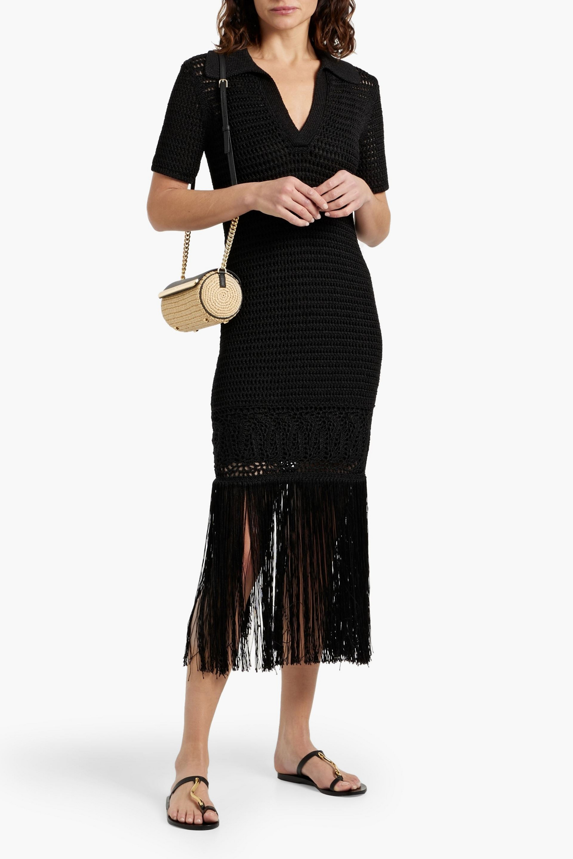 A.L.C. Valerie fringed crochet midi dress