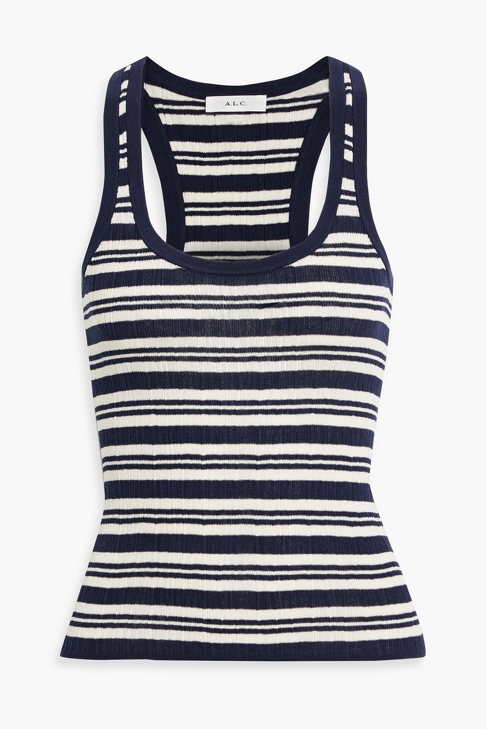 A.L.C IRIS STRIPED RIBBED COTTON-BLEND TANK