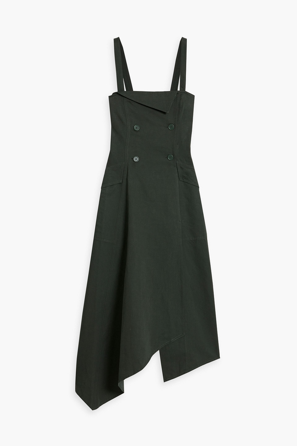 Scarlett asymmetric cotton and linen-blend midi dress