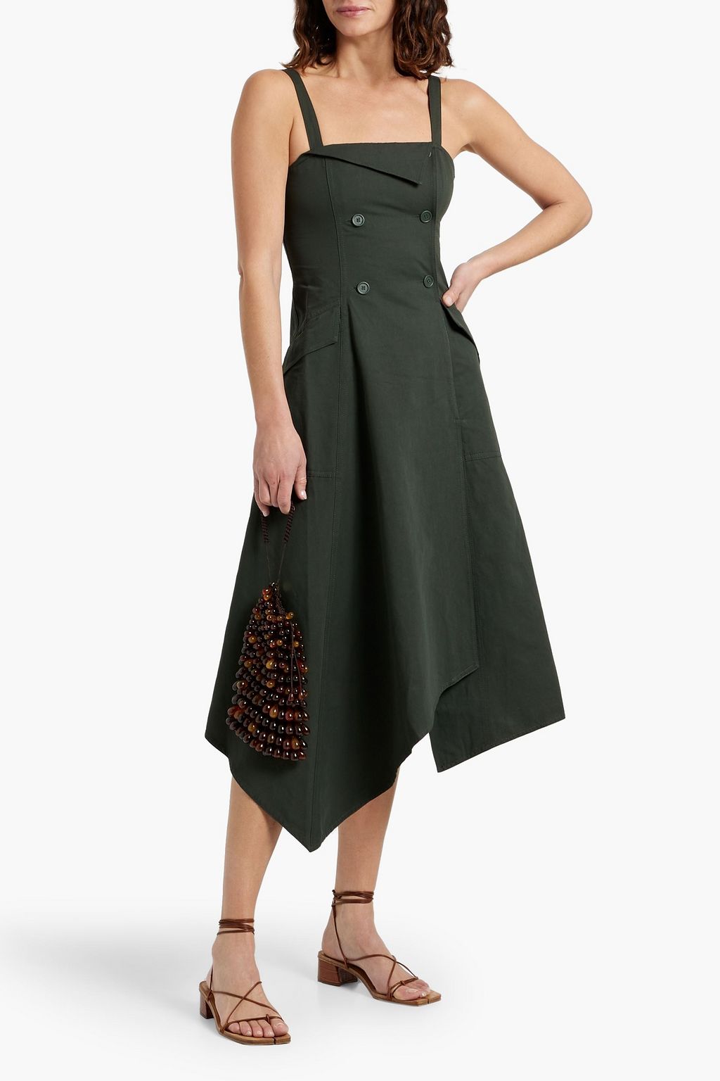 A.L.C. Scarlett asymmetric cotton and linen-blend midi dress