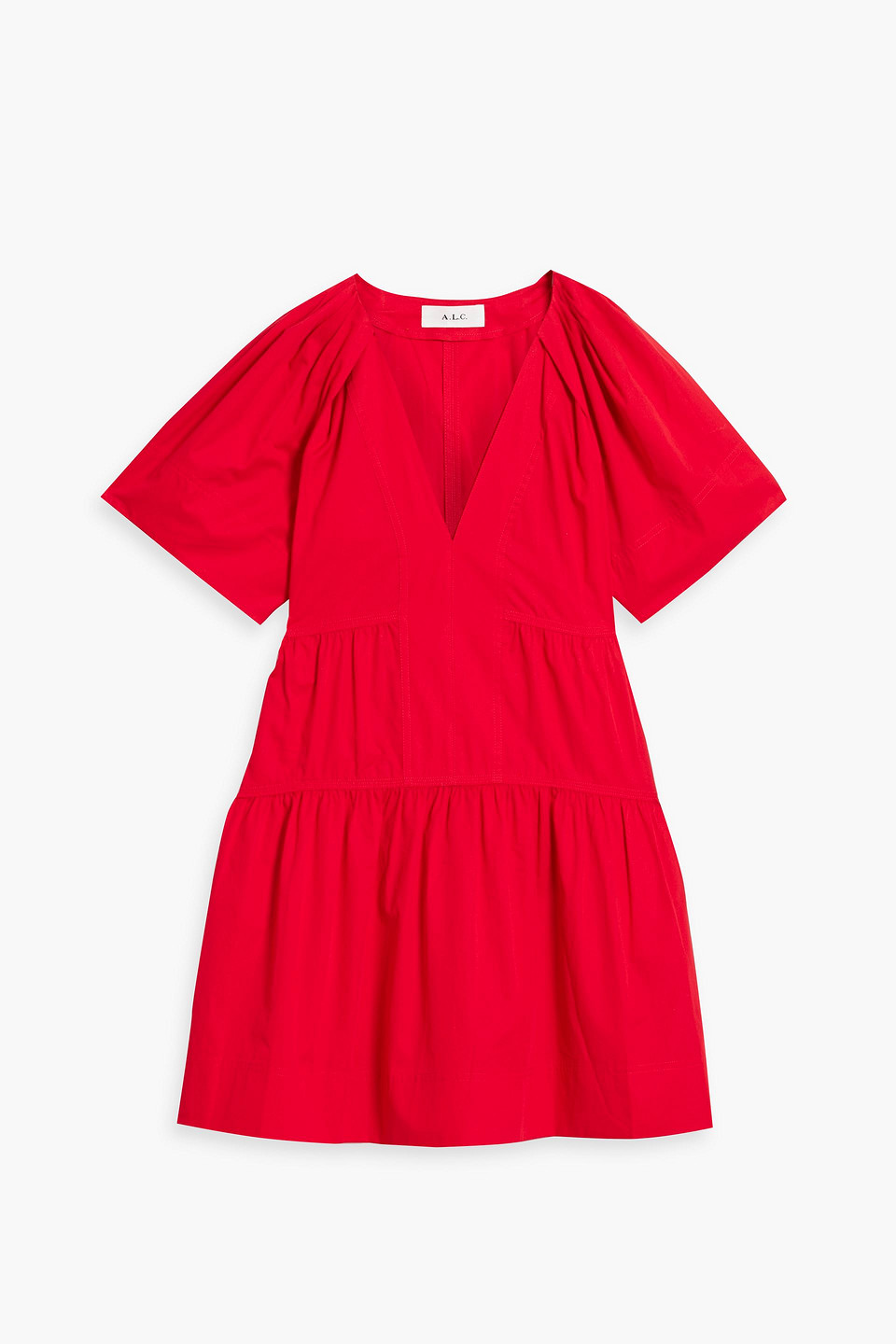 A.l.c . Camila Tiered Cotton Poplin Minidress In Red