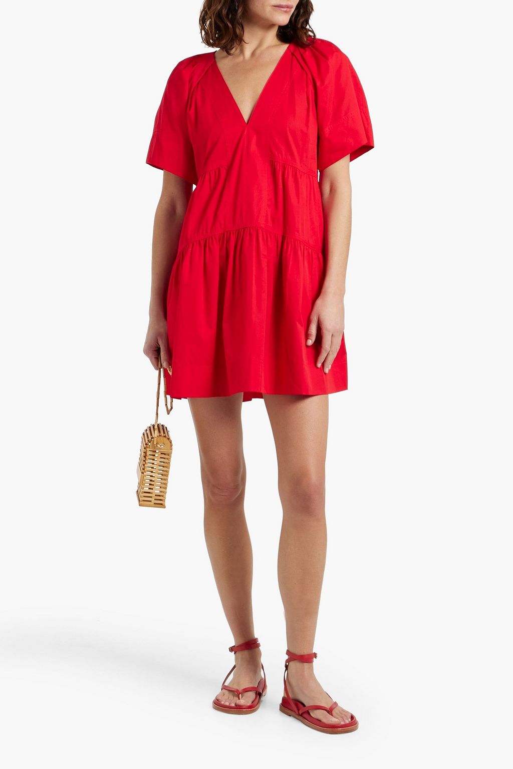 A.L.C. Camila tiered cotton-poplin mini dress