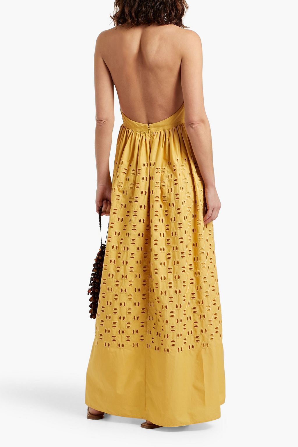 A.L.C. Blair broderie anglaise cotton halterneck maxi dress