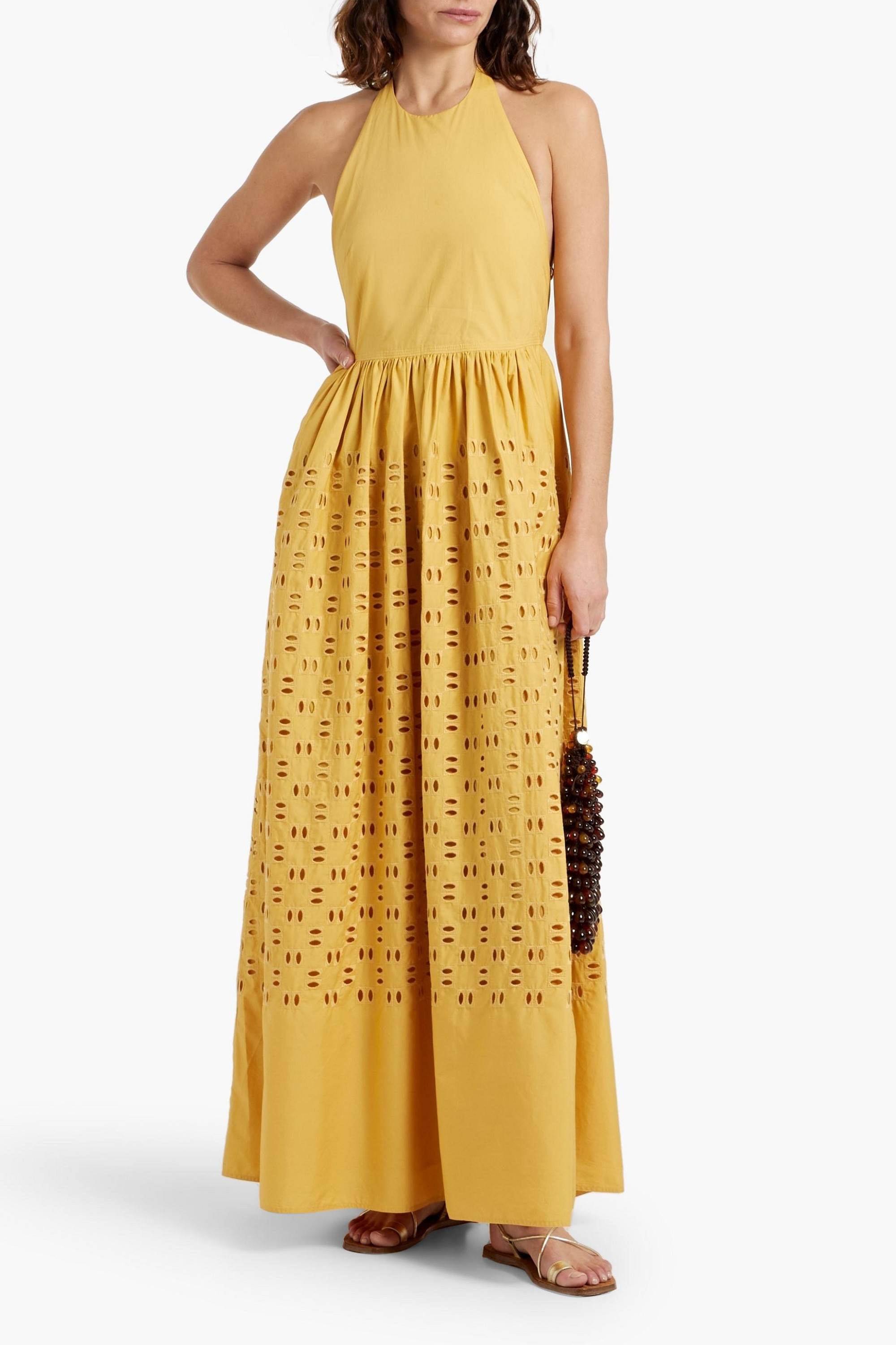 A.L.C. Blair broderie anglaise cotton halterneck maxi dress