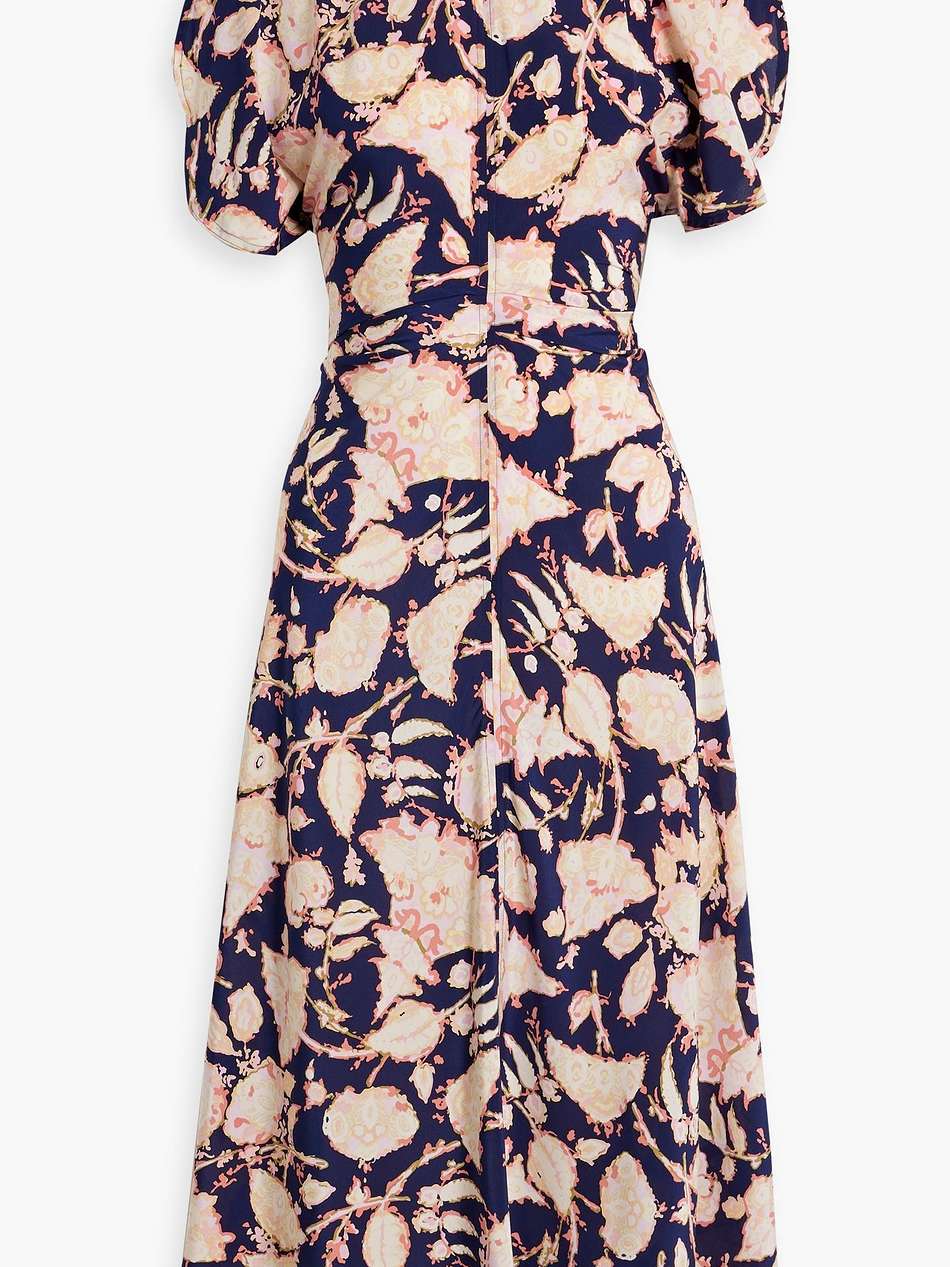 remy draped printed silk-blend crepe de chine midi dress