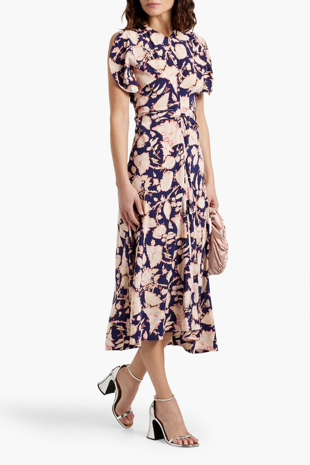 A.L.C. Remy draped printed silk-blend crepe de chine midi dress