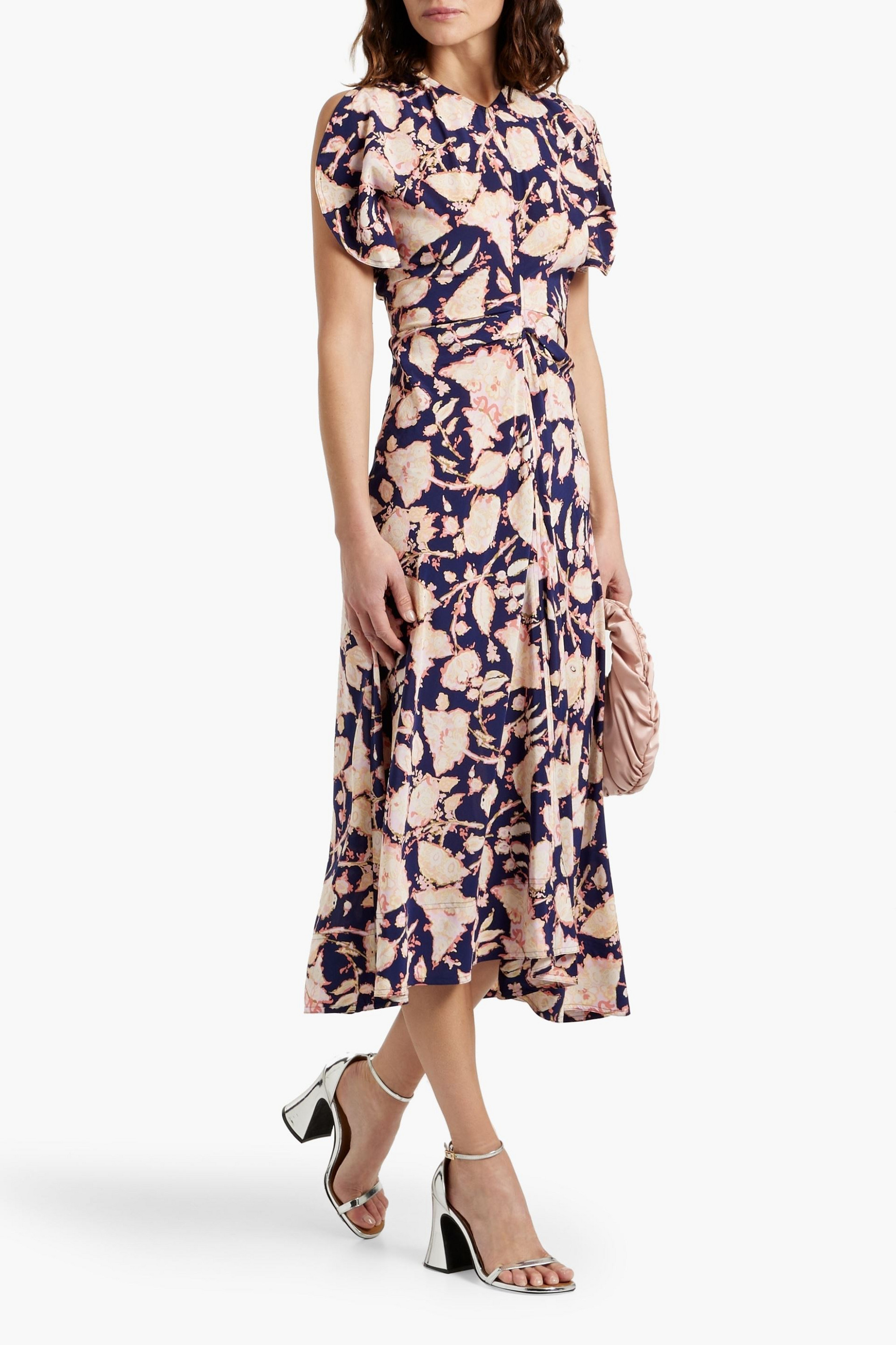 A.L.C. Remy draped printed silk-blend crepe de chine midi dress