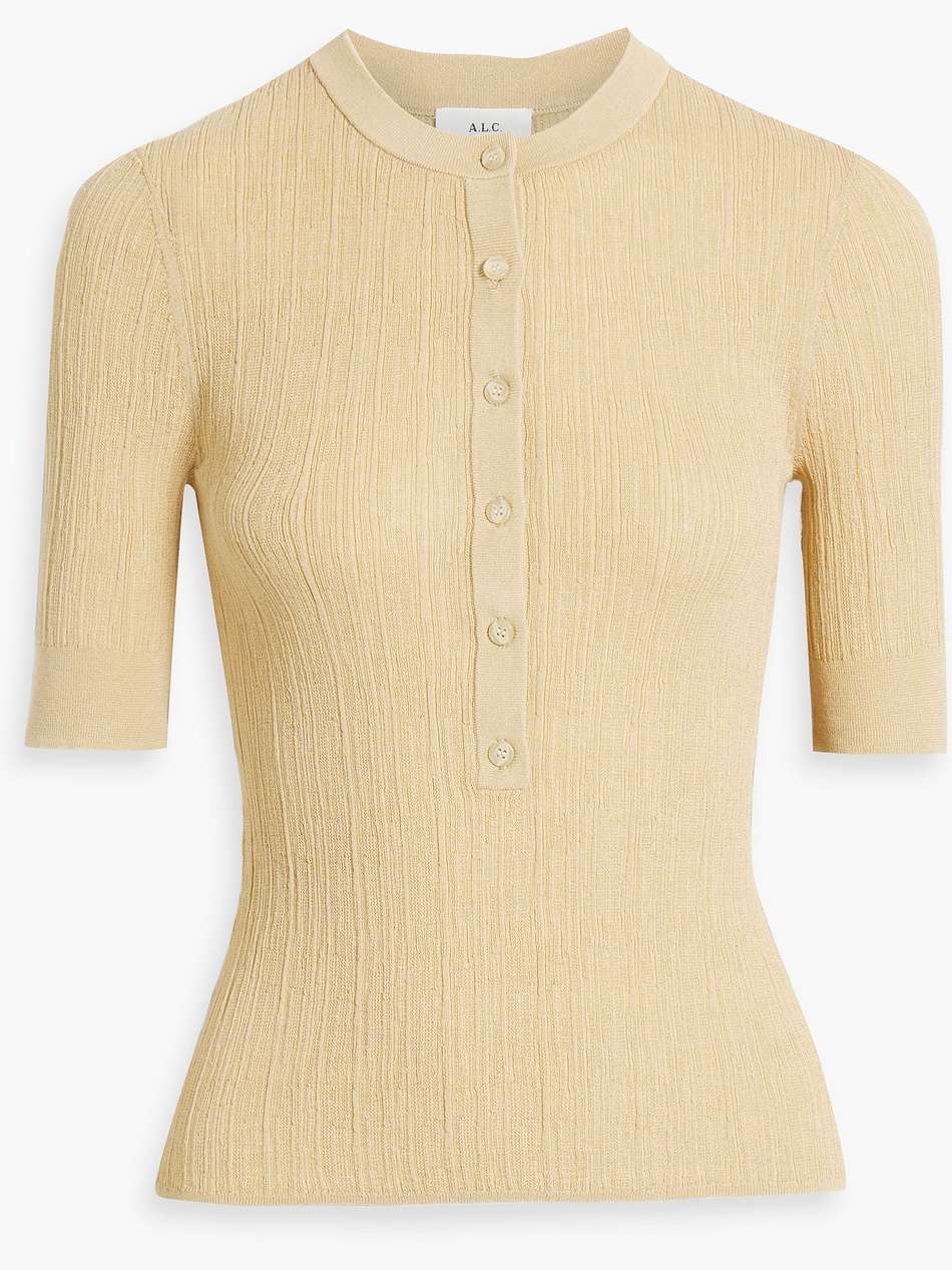 fisher ribbed cotton-blend top