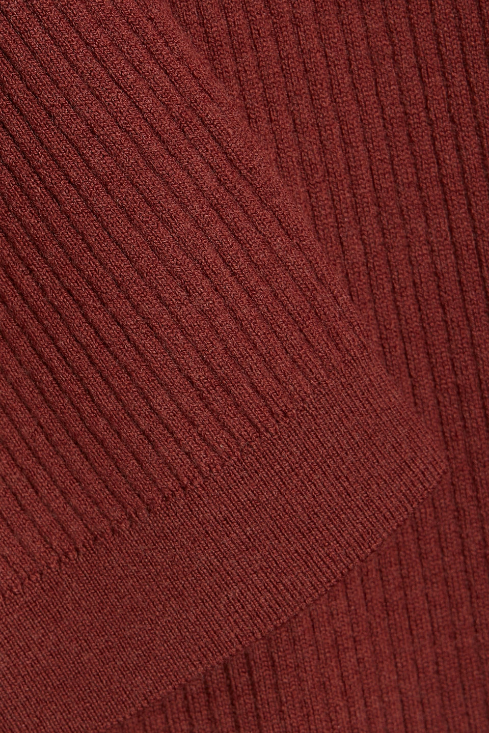 Another Tomorrow Ribbed Wool-blend Turtleneck Midi Dress In Brick