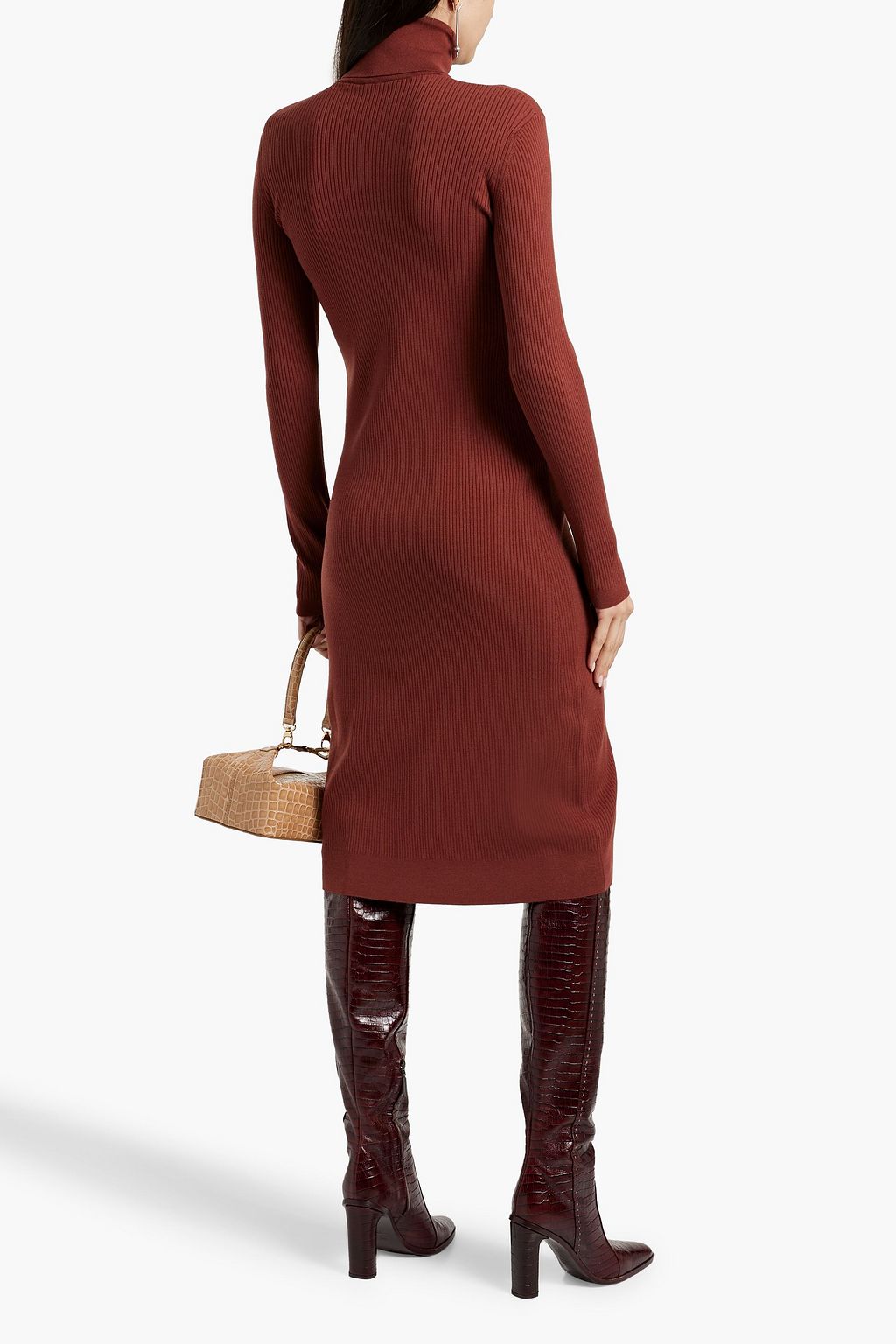 ANOTHER TOMORROW Ribbed wool-blend turtleneck midi dress