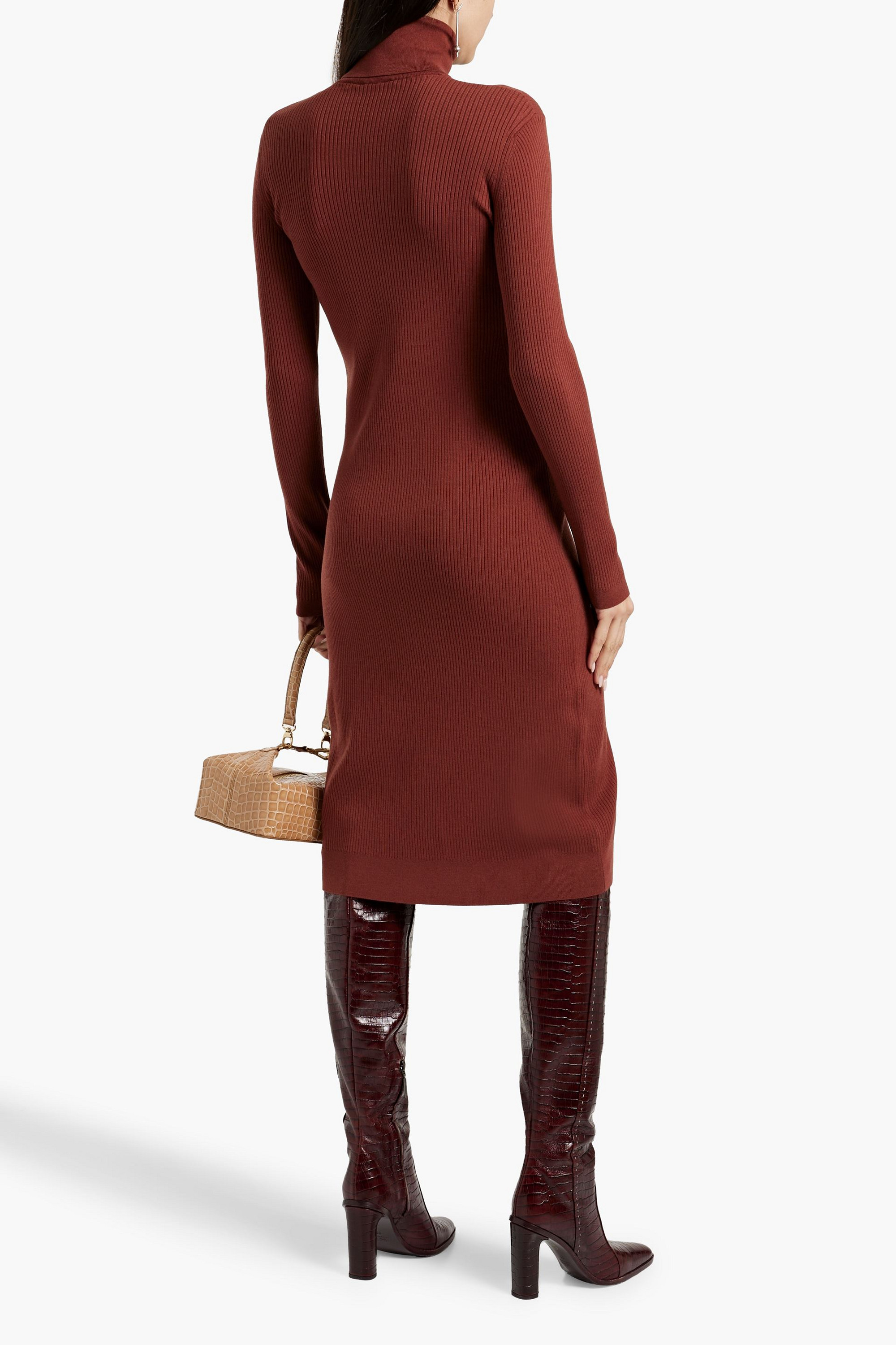 Another Tomorrow Ribbed wool-blend turtleneck midi dress thumbnail