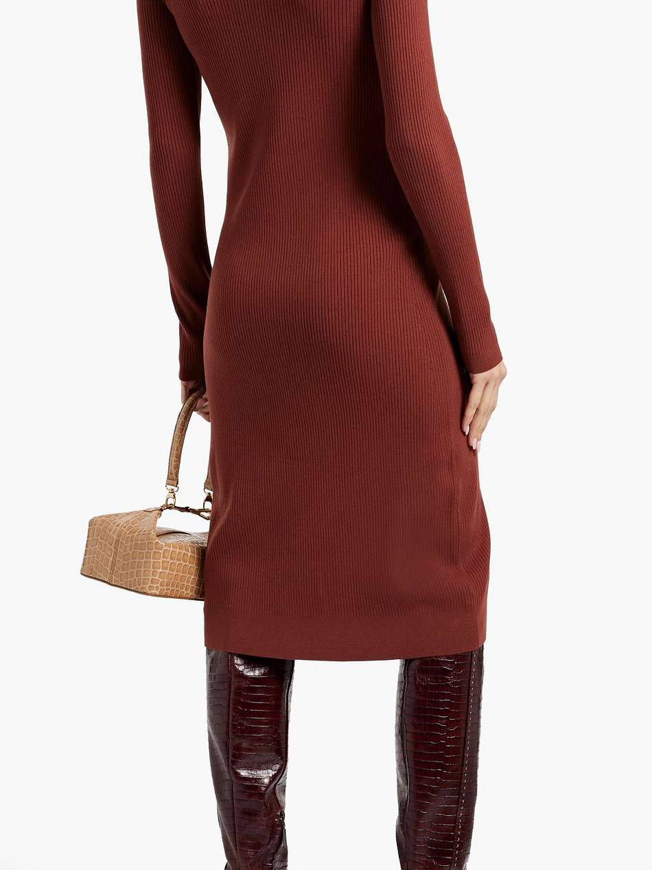 ribbed wool-blend turtleneck midi dress