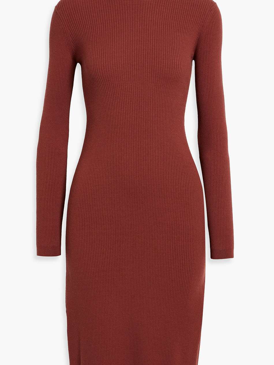 ribbed wool-blend turtleneck midi dress