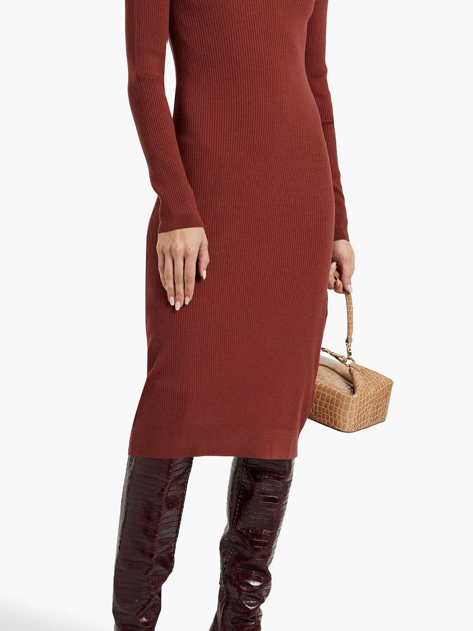 ribbed wool-blend turtleneck midi dress