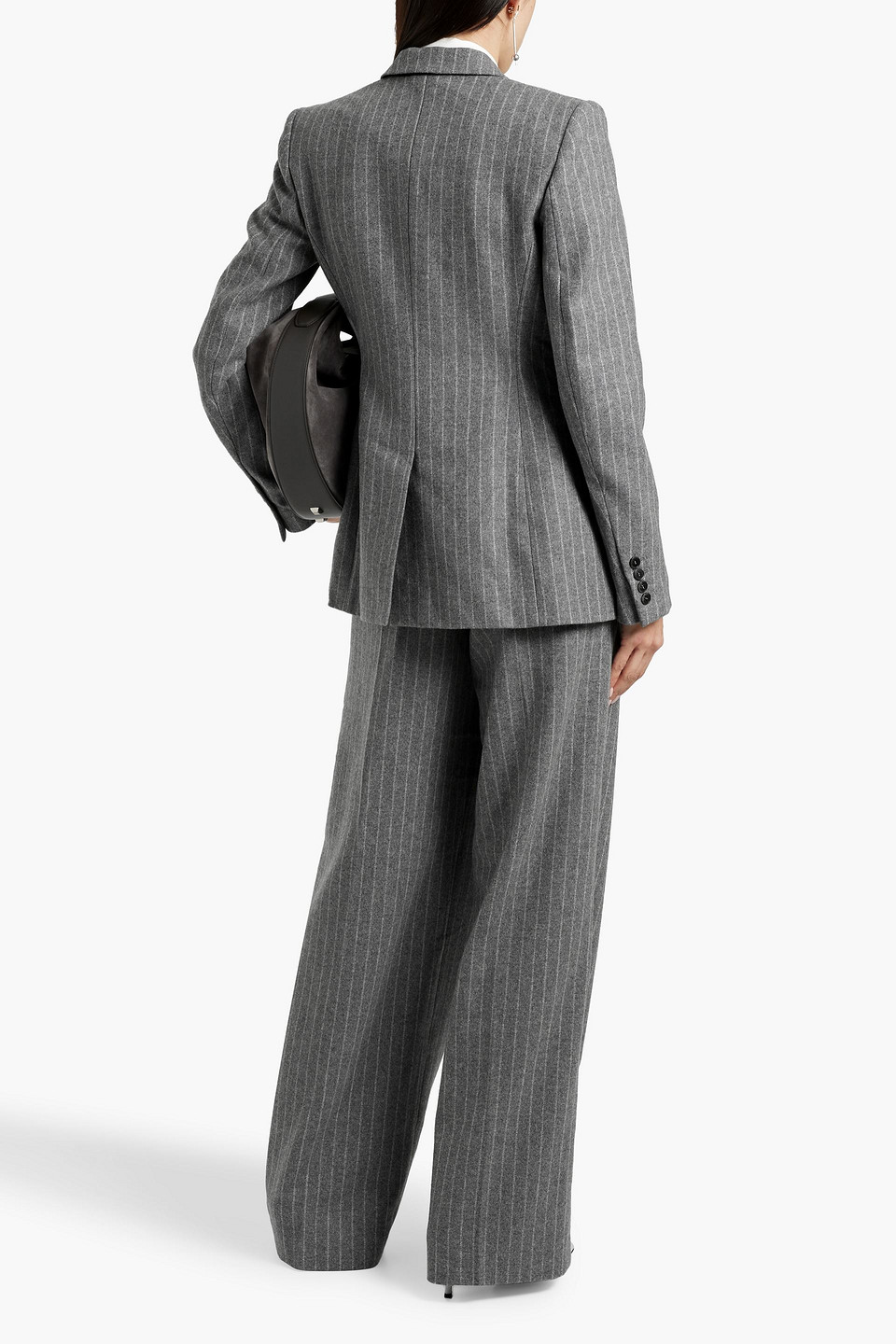 ANOTHER TOMORROW PINSTRIPED WOOL-BLEND FLANNEL BLAZER