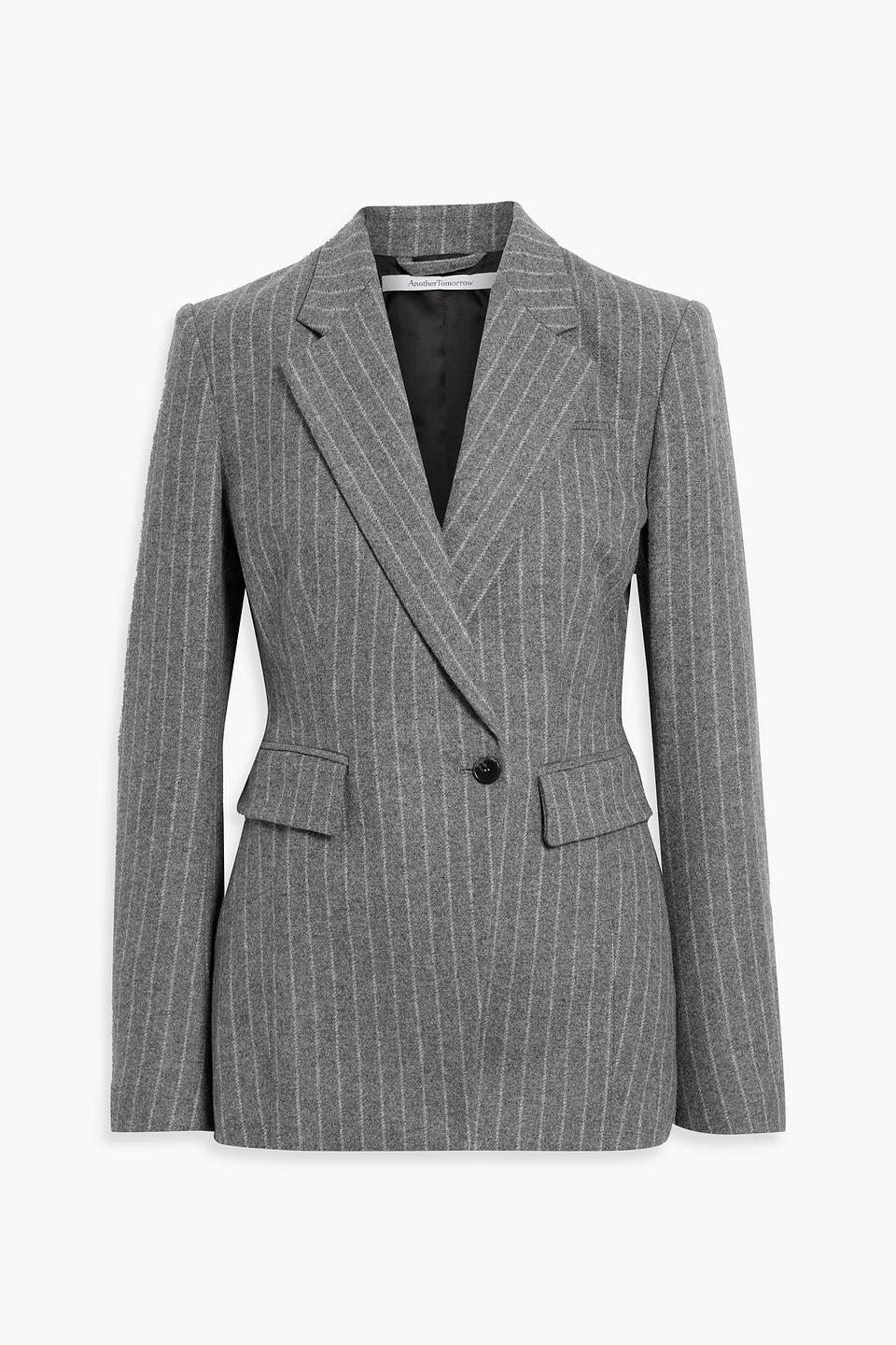 Pinstriped wool-blend flannel blazer