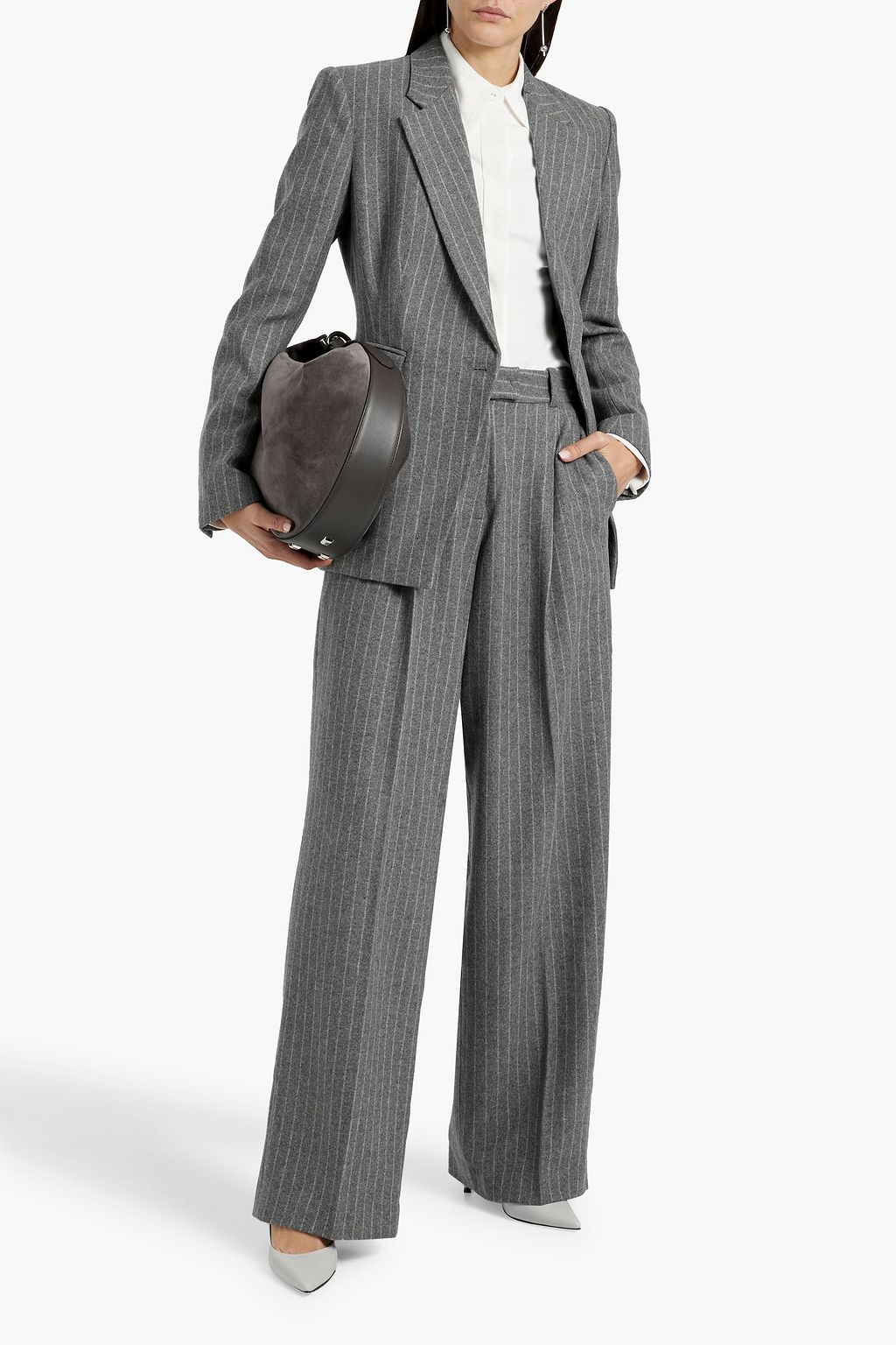 ANOTHER TOMORROW Pinstriped wool-blend flannel blazer