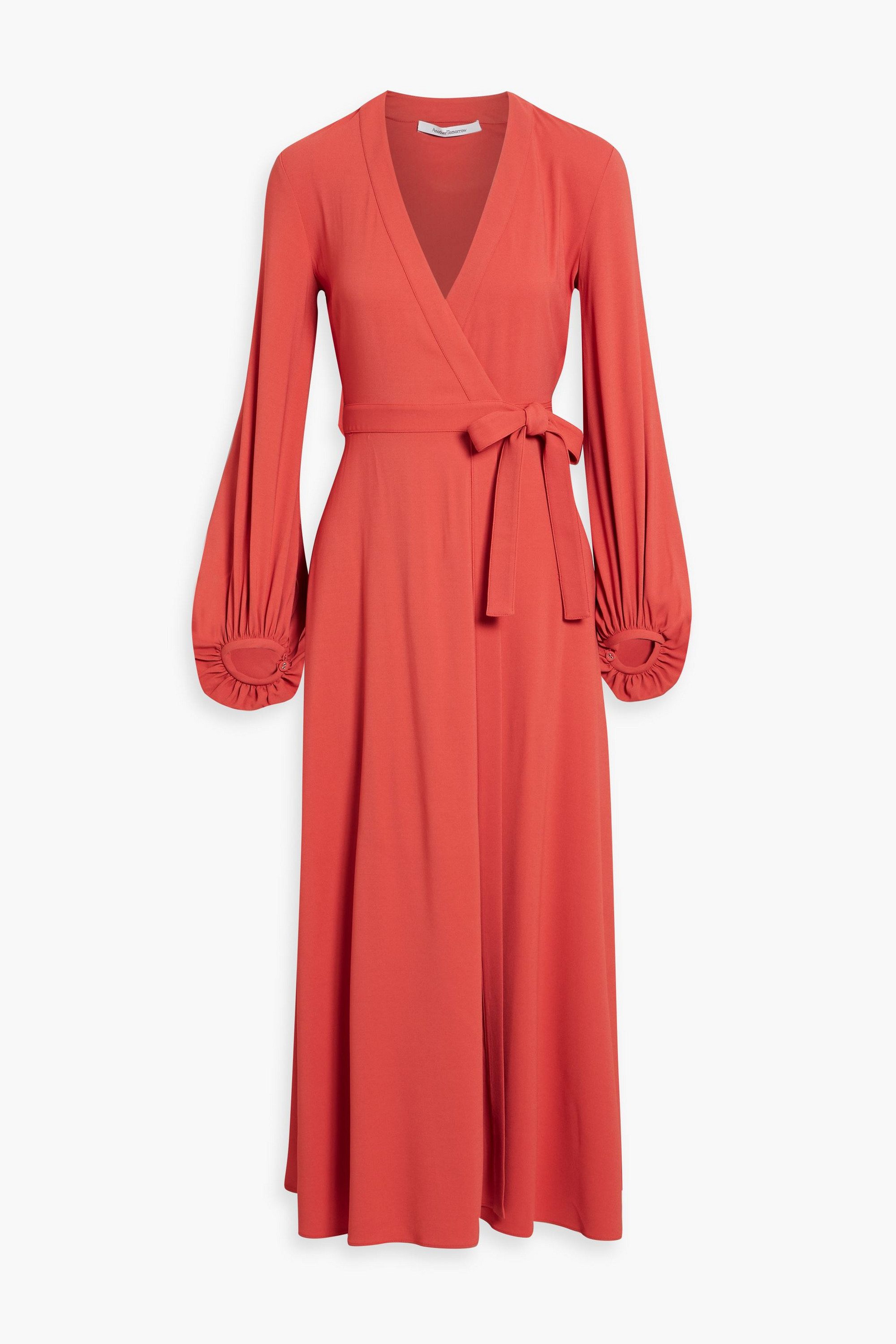 Another Tomorrow Cutout crepe midi wrap dress thumbnail