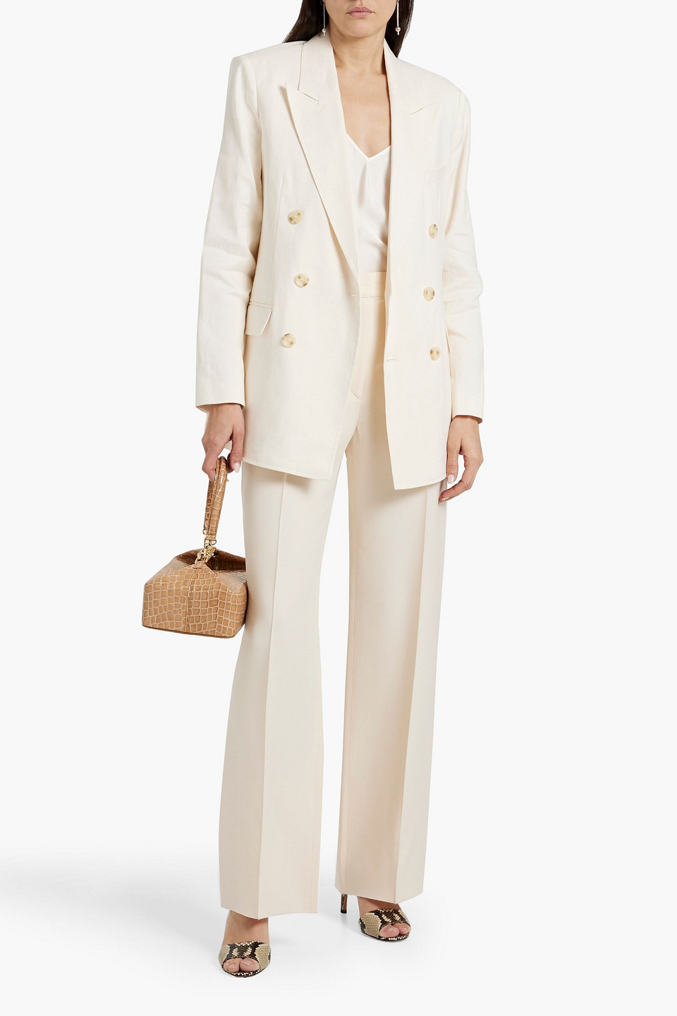 A.L.C DECLAN DOUBLE-BREASTED LINEN-BLEND TWILL BLAZER