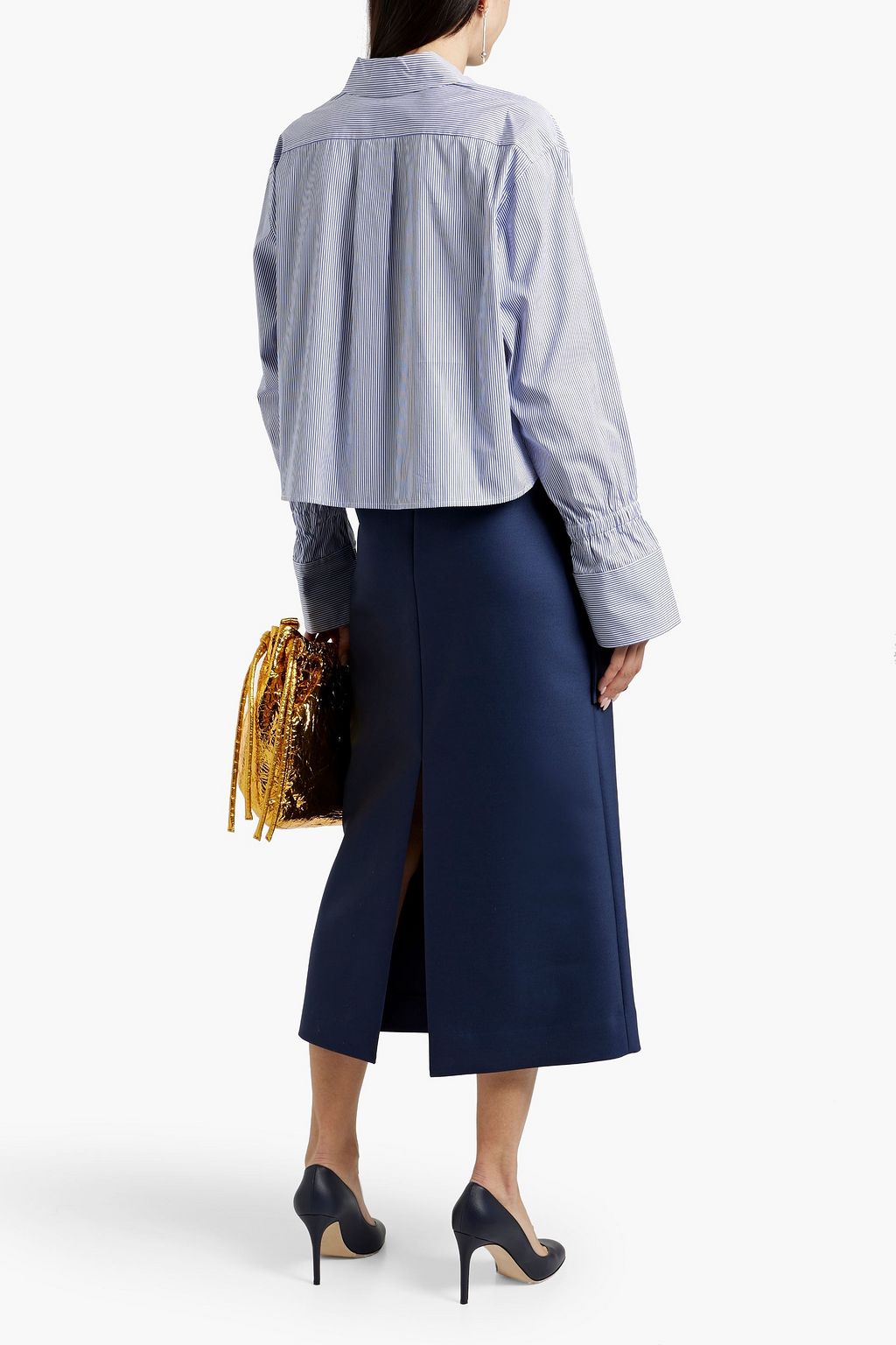 A.L.C. Monica II cropped striped cotton-poplin shirt
