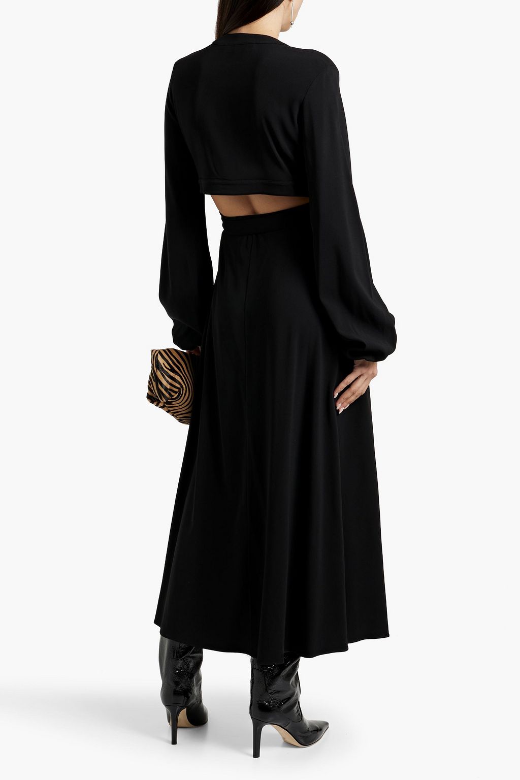 ANOTHER TOMORROW Cutout crepe midi wrap dress