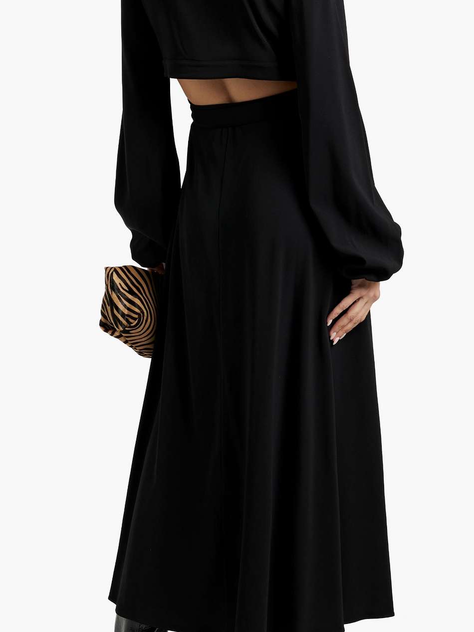 cutout crepe midi wrap dress