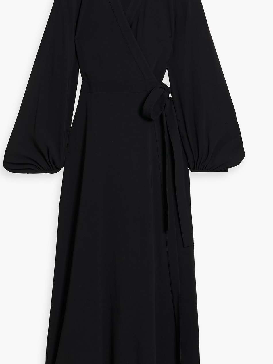 cutout crepe midi wrap dress