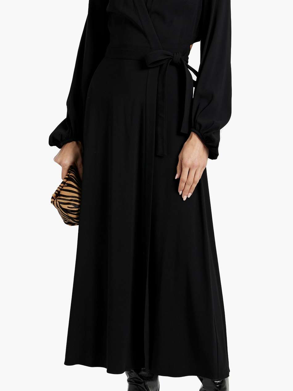cutout crepe midi wrap dress
