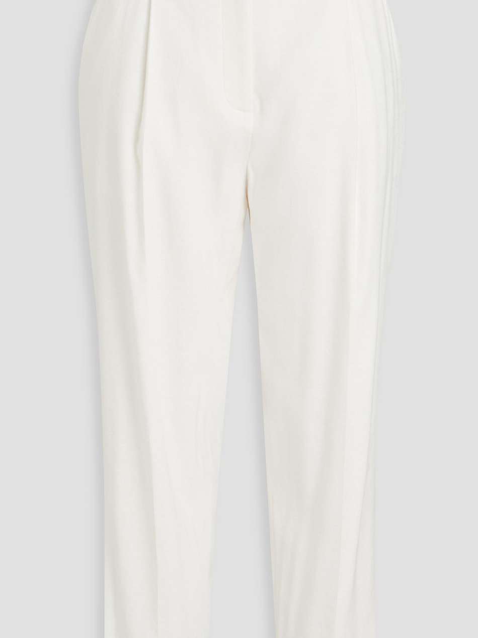 sofia cropped belted linen-blend tapered pants