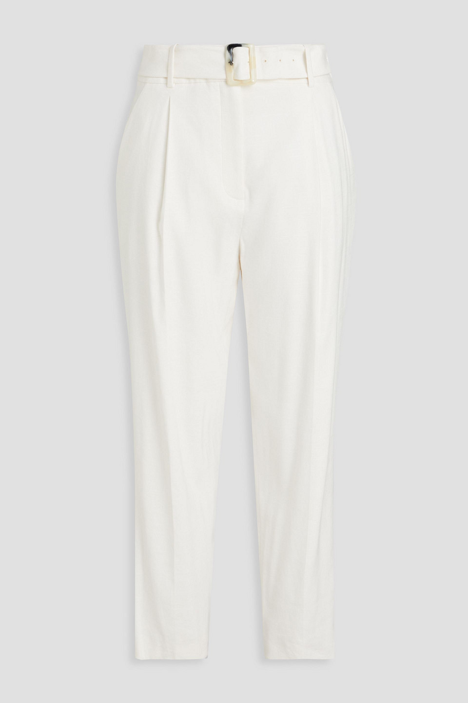 Veronica Beard Sofia Belted Linen-blend Tapered Pants In Naturfarben