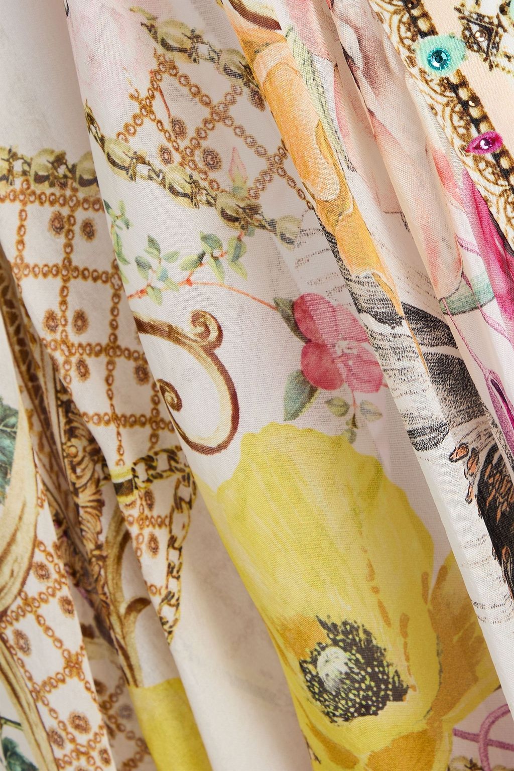 CAMILLA Embellished printed silk-voile cape