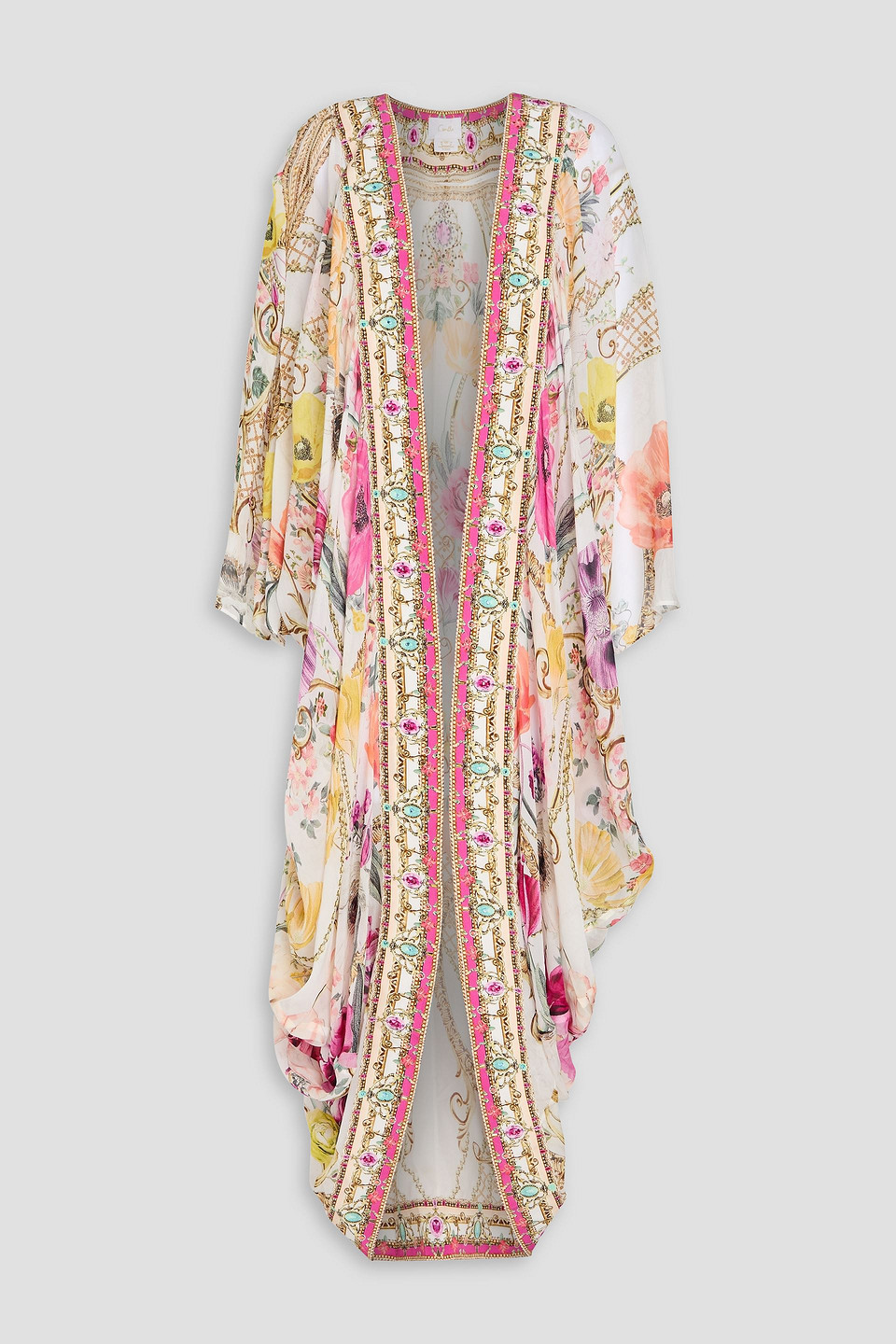 Camilla Embellished Printed Silk-voile Cape In Multicolor