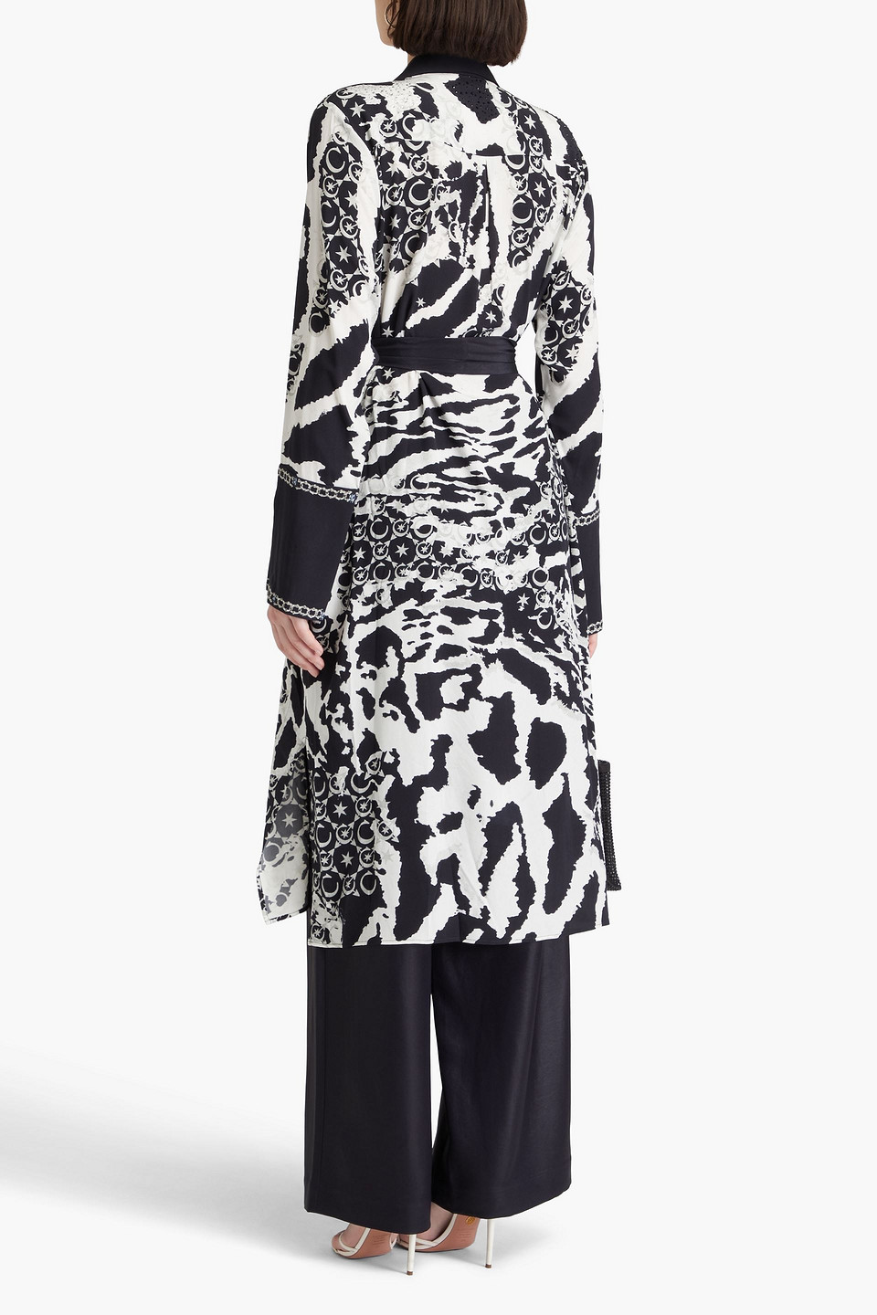 CAMILLA EMBELLISHED PRINTED SILK CREPE DE CHINE COAT