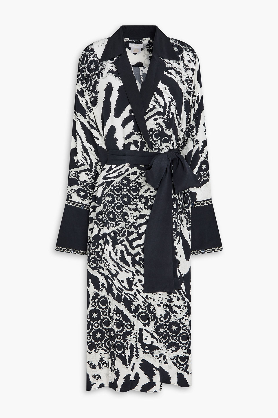 CAMILLA EMBELLISHED PRINTED SILK CREPE DE CHINE COAT