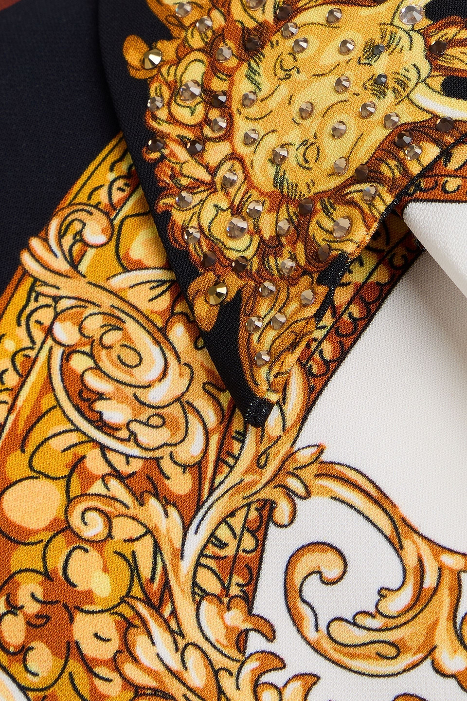 Camilla Cropped Crystal-embellished Crepe Wrap Top In Marigold