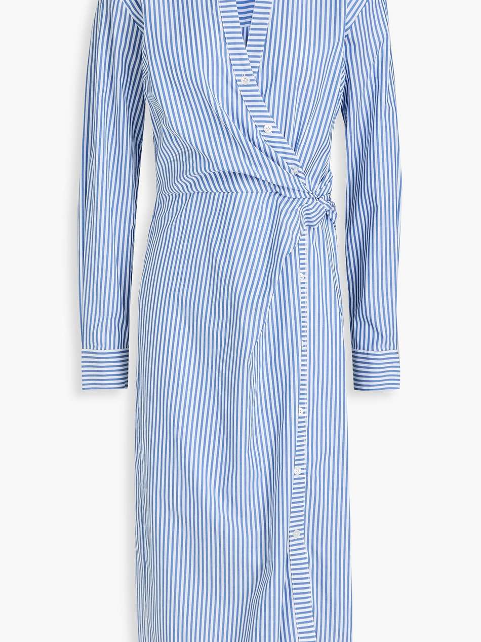 wright twisted striped cotton-poplin midi shirt dress