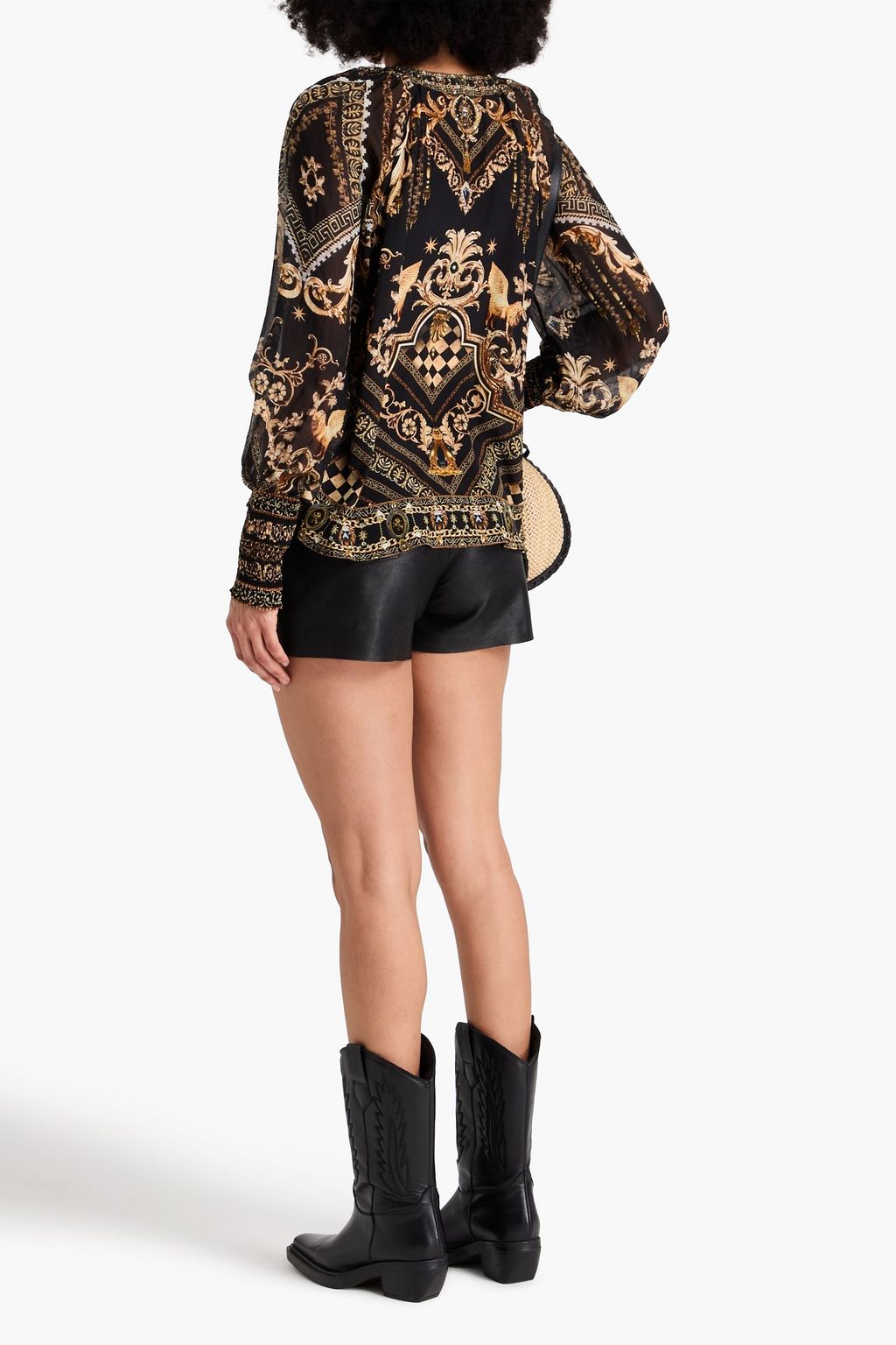CAMILLA Printed silk-chiffon and crepe de chine blouse