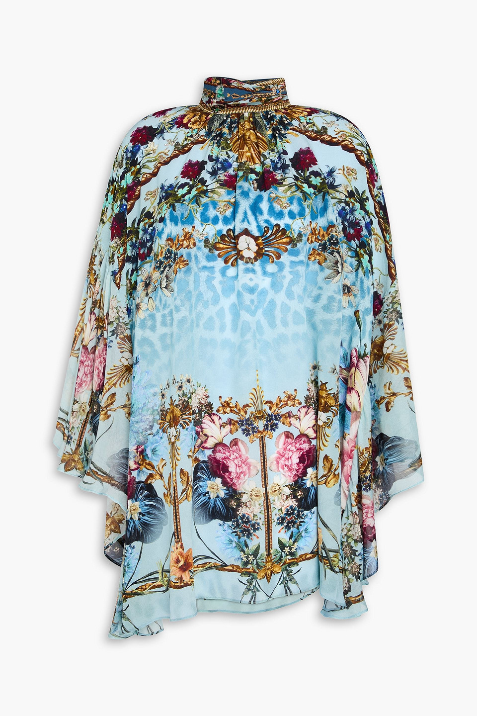 Camilla Letters To Leo Ruffled Silk Blouse In Light Blue